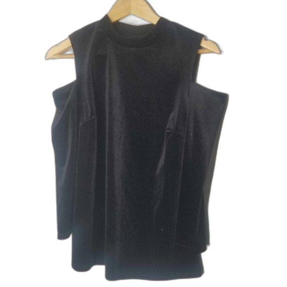 90's Inspired GUESS Women's 3/4 Sleeve Erika Cold Shoulder Velvet Top Sz M - Picture 1 of 5